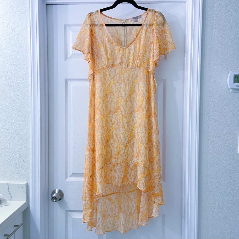 F21 Feather High Low Slip Dress